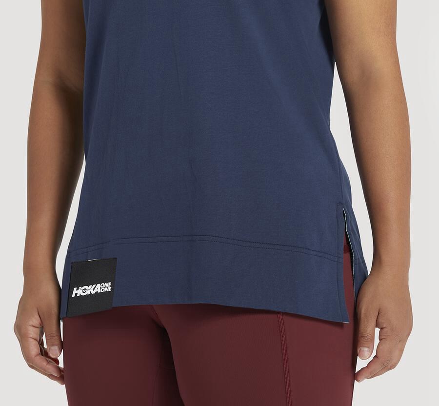 Hoka One One Tee Womens Navy - Brand - 45017QMYS